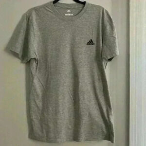 Adidas Golf Shirt Mens Heather Gray Logo Gym Workout Running Preppy